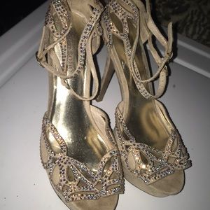 Nude omni rhinestones 4 inch prom heels